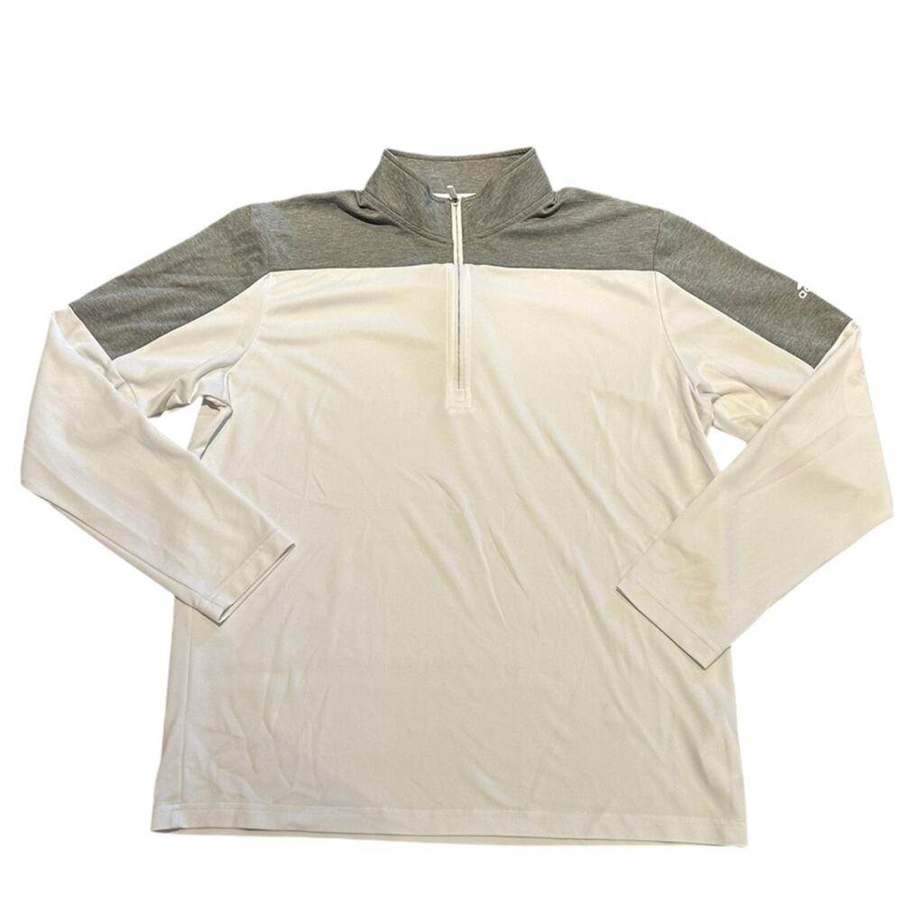 Adidas Primegreen Gray and White Quarter Zip Pullover Top Mens Size Large